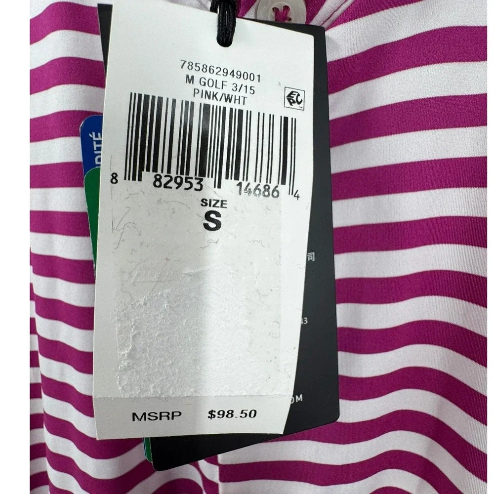 Ralph Lauren RLX Golf Polo Shirt Pink White Stripe Performance Men's‎ Small